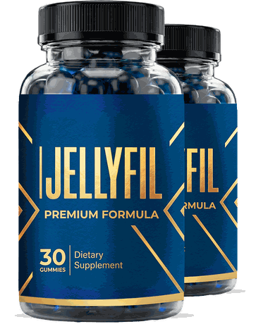Two bottles of JellyFil men's vitality gummies